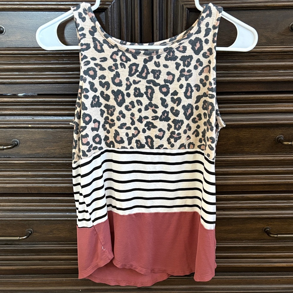 Maurices Leopard and Striped Tank Top